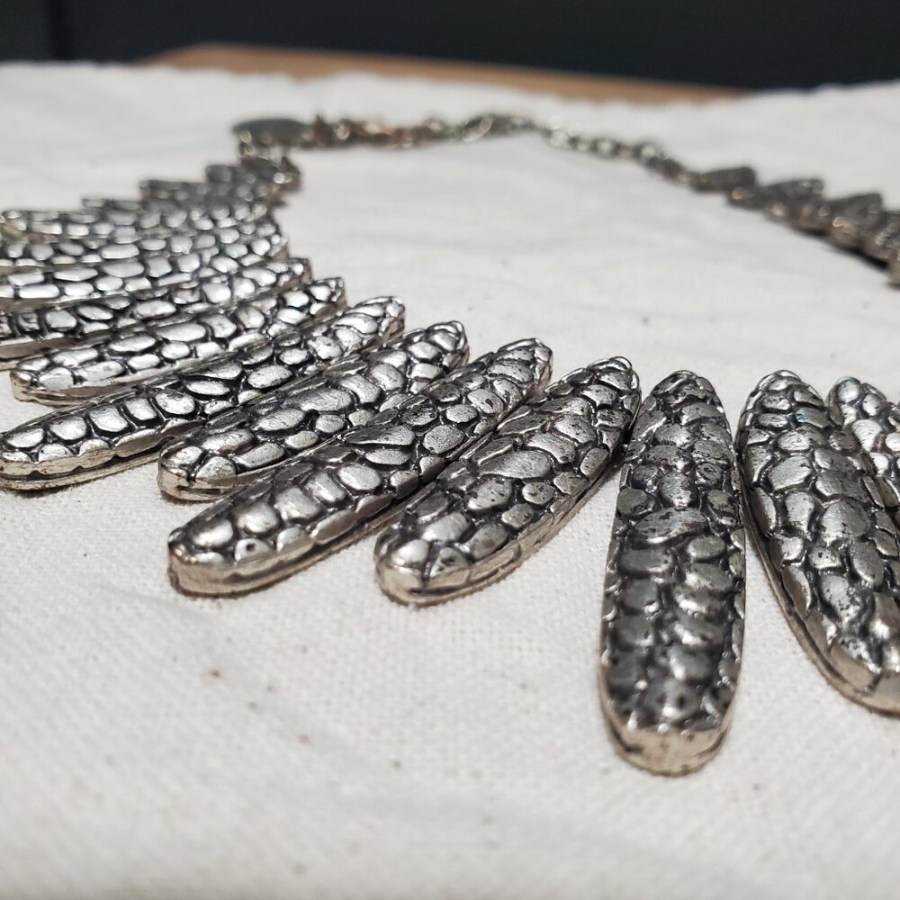 Silver Chunky Bib Necklace - Picture 2 of 4